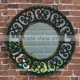 Antirust Antique Iron Frame Garden Round Wall Mirror thumbnail-1