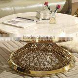 Hot Sale Round 20mm Marble Top Golden Base Coffee Table thumbnail-4
