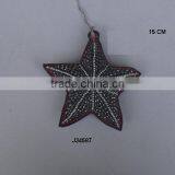 Zari Work Star Shaped Christmas Tree Ornament in Grey Colour thumbnail-1