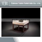 Wooden Base Travertine Top Side Table With Ebony Base thumbnail-4