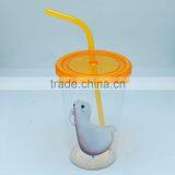 Transparent Plastic Mug With Lid and Straw thumbnail-1