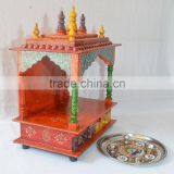 Beautifully Hand Painted Wooden Temple With 2 Drawers thumbnail-4