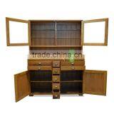 Kitchen Cabinet, Solid Teak Wood Combination With Glass Doors, Natural Color thumbnail-2