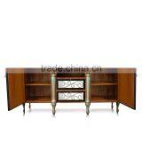 Buffet Console Classic With Glass Doors Teak Wood Furniture thumbnail-4