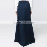 Top Quality Dark Blue Cotton Blue Color Girls Soft Denim Long Skirt thumbnail-3