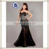 Newest Black Deep V Neck Full Beads Long Dress thumbnail-1