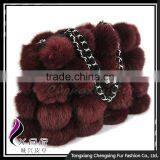 CX-H-11 Korea Fashion Blue Rabbit Fur Hand Bags For Women thumbnail-3