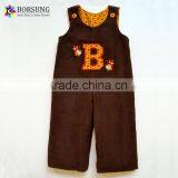 Turkey Thanksgiving Longall Cotton Overalls Brown Corduroy Baby Romper Kids Halloween Costume thumbnail-1
