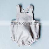 Summer Latest Design Baby Girls Clothes Toddler Soild Pink Jumpsuit Infant Sleeveless Linen Fabric Romper thumbnail-3