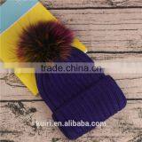 Wholesale Beanie Hats With Raccoon Fur Ball for Women Winter thumbnail-5