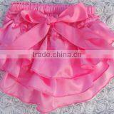 Child Ruffle Panties Girls Pink Satin Bloomer With Bowknot Infant Pants Diaper Cover Summer Wear Cool Shorts Wholesale thumbnail-1