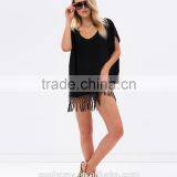 Women Oversized v Neck Coverup Sexy Kaftan With Fringe thumbnail-6