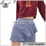 2017 OEM Elegant Sexy Raffle Falbala Plaid Mini Skirt thumbnail-1