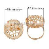 Copper Rings Adjustable Round Rose Gold Cabochon Setting Hollow Pattern 17.9mm Ring Setting thumbnail-2