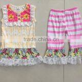 2017 Wholesale Children's Boutique Clothing Baby Clothes Girls Fall Plain Ruffle Outfits thumbnail-2