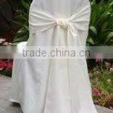 White Scuba Chair Cover With Cross Sash on the Back Poly Jersey Banquet Chair Cover