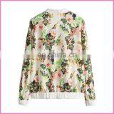 Floral Printed Chiffon Girl's Jacket Flower Baseball Top Jacket thumbnail-2