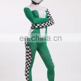 Green & White Racing Car Driver Full Body Spandex Cosplay Costume Zentai Suit
