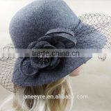 Ladies Design Party/Church Veiling Wool Felt Hat thumbnail-3