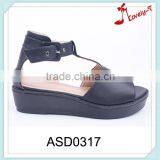 Good Quality Stylish Woman PU Upper Thick Sole Ankle Strap Sandals thumbnail-1