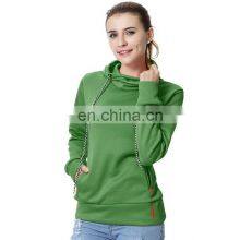 Wholesale Custom Women's Hooded Sweater Long Sleeve Casual Loose Sports Pure Color Hoodie Casual and Comfortable thumbnail-1