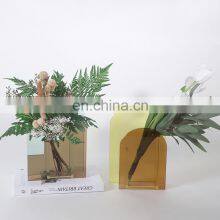 Wholesale Wedding New Clear Glass High Quality Cheap Nordic Colourful Acrylic Flower Vase thumbnail-1