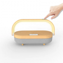 Warm Night Light 360 Strong Bass 5000mah Bt 5.0 Led Table Desk Lamp With Wireless Charger 10w 3 In 1 Wireless Speaker thumbnail-1