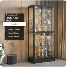 Large Capacity Display Cabinet | 5-Shelf Glass Showcase With Double Doors | Dust-Proof Protection for Prizes and Memorabilia thumbnail-1