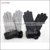 Ladies Fur Cuff Fashion Woolen Gloves With Wholesale Price thumbnail-4