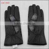 Mens Leather and Gingham Checks Fabric Gloves Touch Screen Lining Polyester thumbnail-4