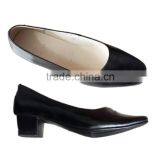 ladies mid heel dress shoes/Low-heel high gloss black leather military officer women's pump shoes