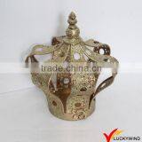 Antique Gold Metal Crown Candle Holder thumbnail-2