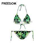 Green Leaf Sexy Women Digital Print Bikini Set thumbnail-1