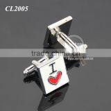 Wedding Date Souvenir Cufflinks Party Guests Gifts I LOVE YOU Red Heart Metal Wedding Cuff Links thumbnail-3