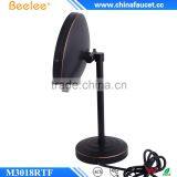ORB Black Round Mirror 8'' Thin Single Way Lighted Table Mirror thumbnail-3