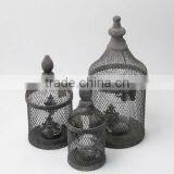 100015MC- S/3 Metal Wire Cage Candle Lantern