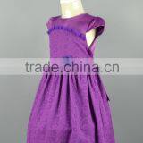 Purple Girls Floral Sateen Dress Baby Fashion Pretty Baby Kids Holiday Dresses Clothes for Party Wedding 2016 thumbnail-4