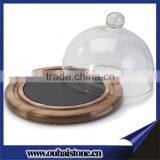 High Quality Round Shape Slate Stone Wood Plate thumbnail-2