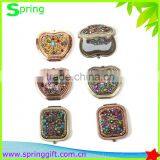 Vintage Bronze Hollow Out Logo Mirror Fancy Decorative Folding Compact Mirror thumbnail-3
