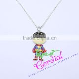 High Quality Fashionable Jewelry Long Chain Crystal Super Man Cartoon Pendant Necklace For Kids