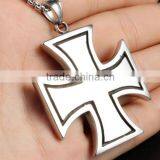 Men's Fashion Gift Crucifix White Tone Stainless Steel Medal Cross Pendant thumbnail-1