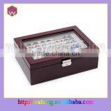 Locked Cufflink Wood Collection Box With Clear Window for Cufflinks