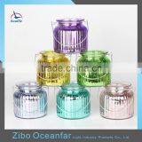 Eco-friendly Electroplate Glass Candle Holder Ribbed Colored Vintage Candle Jar thumbnail-2