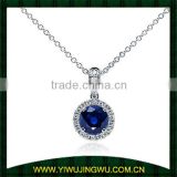 Sapphire and Micropave Diamond Pendant necklace in 18k White Gold