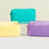 Small Cotton Waffle Cosmetic Bag