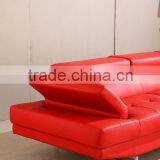 Leisure Red Leather Sofa Set With Movable Headrest thumbnail-2