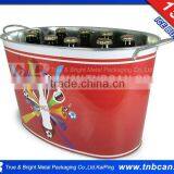 Large Oval Galvanized Paint Beer Ice Bucket thumbnail-2
