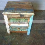 VINTAGE RECYCLE WOOD BED SIDE CABINET