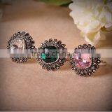 Hmong Silver Rhinestone Fashion Ring Handmade Womans Ring thumbnail-2