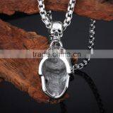 High Polish Stainless Steel Skull Head Design Tibetan Pendant thumbnail-3